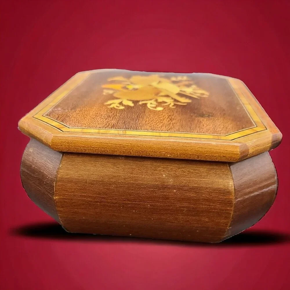 A.Gargiulo & Fannuzzy Sorrento Jewelry Music Box Wood‎ Inlay Guitar ITALY